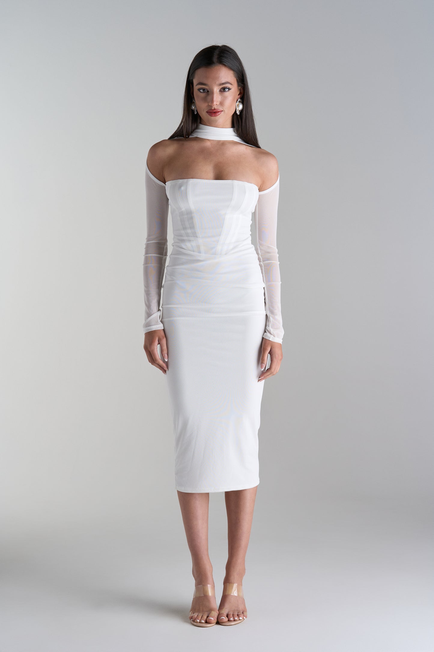 Model Wearing Callisandra Midi Dress