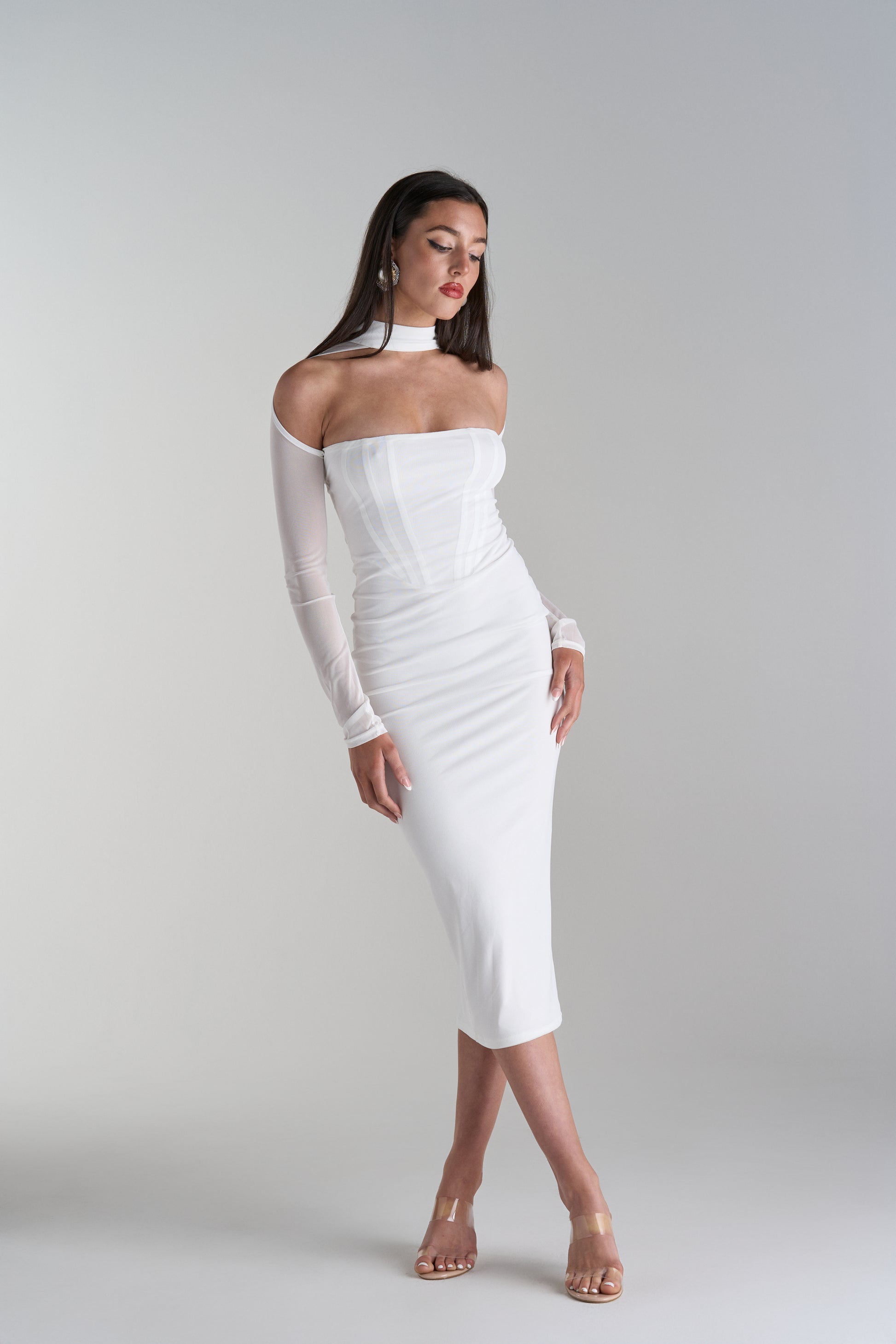 Model Wearing Callisandra Midi Dress