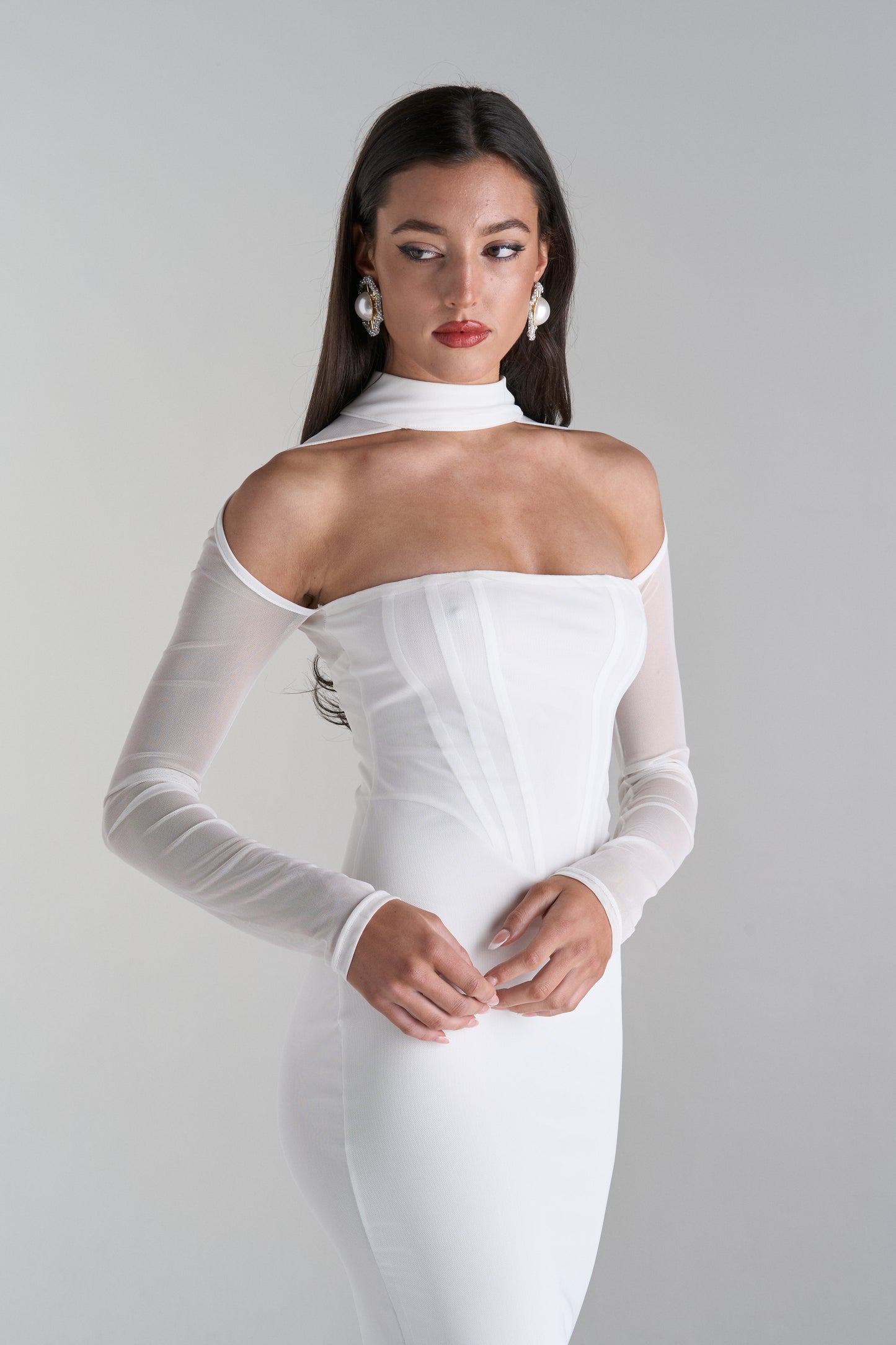 Model Wearing Callisandra Midi Dress