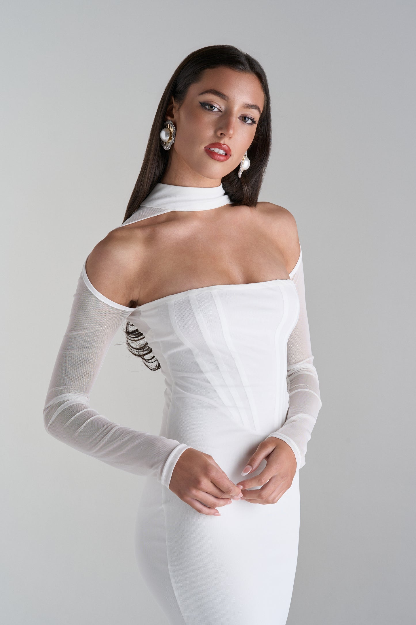 Model Wearing Callisandra Midi Dress