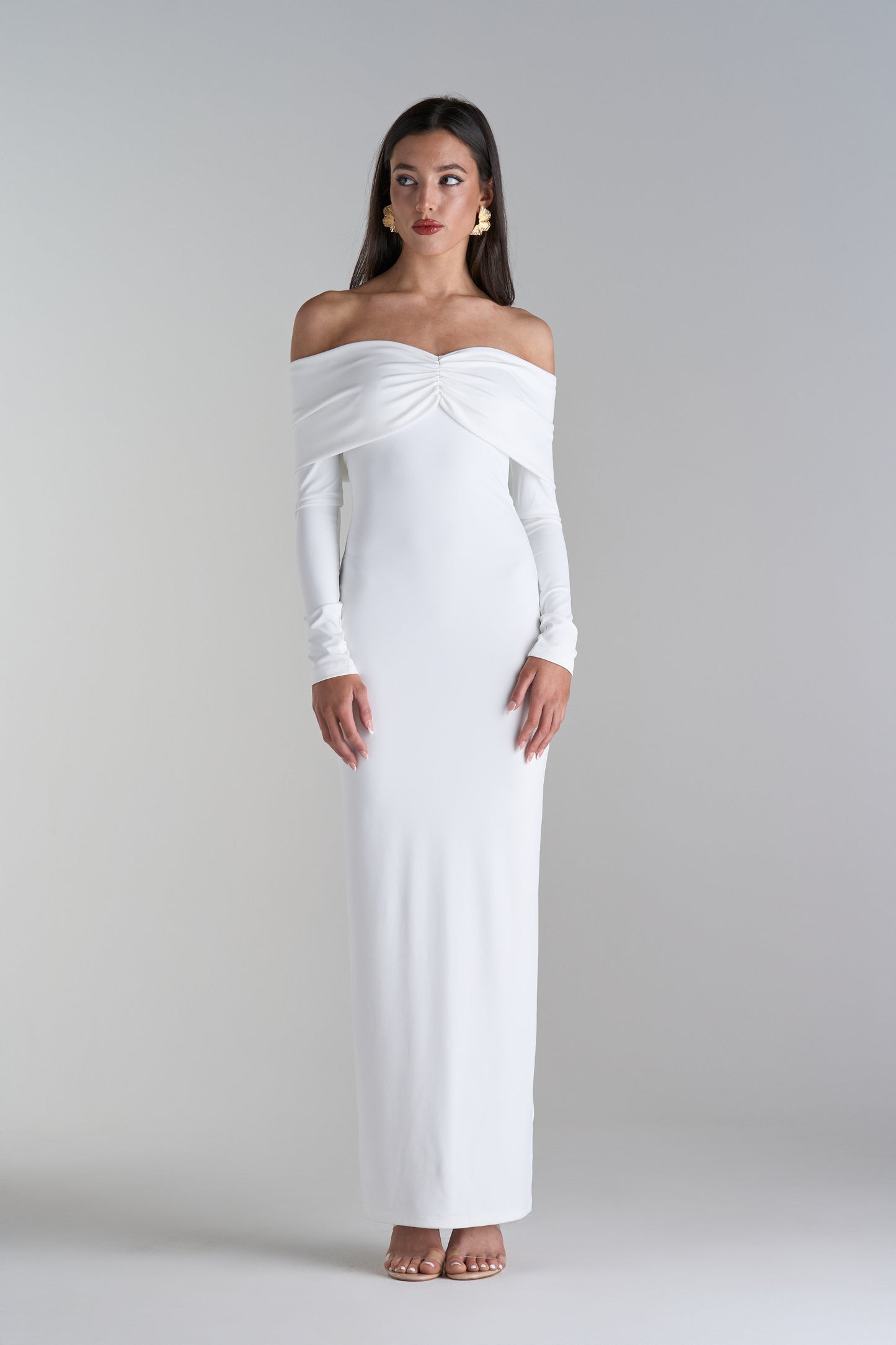 Model wearing long Dress