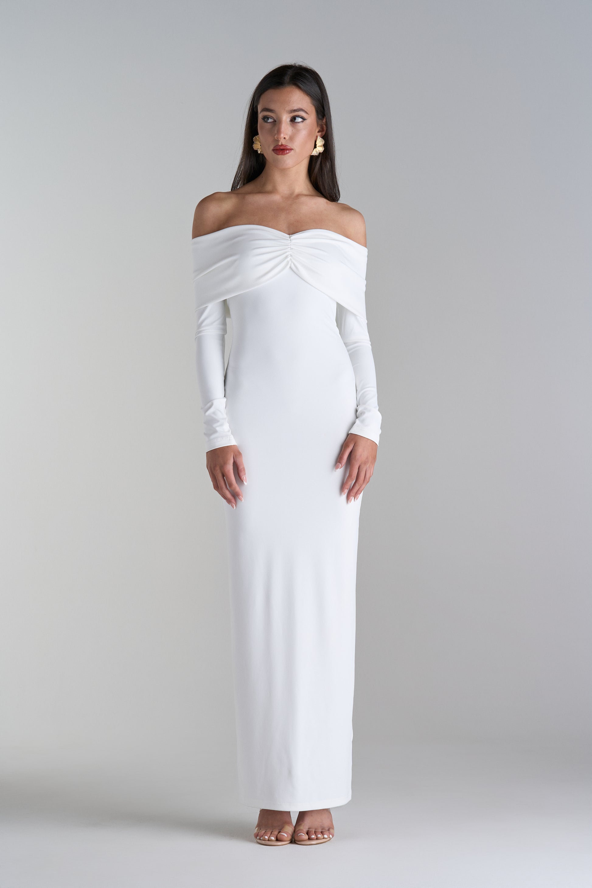 Model wearing long Dress