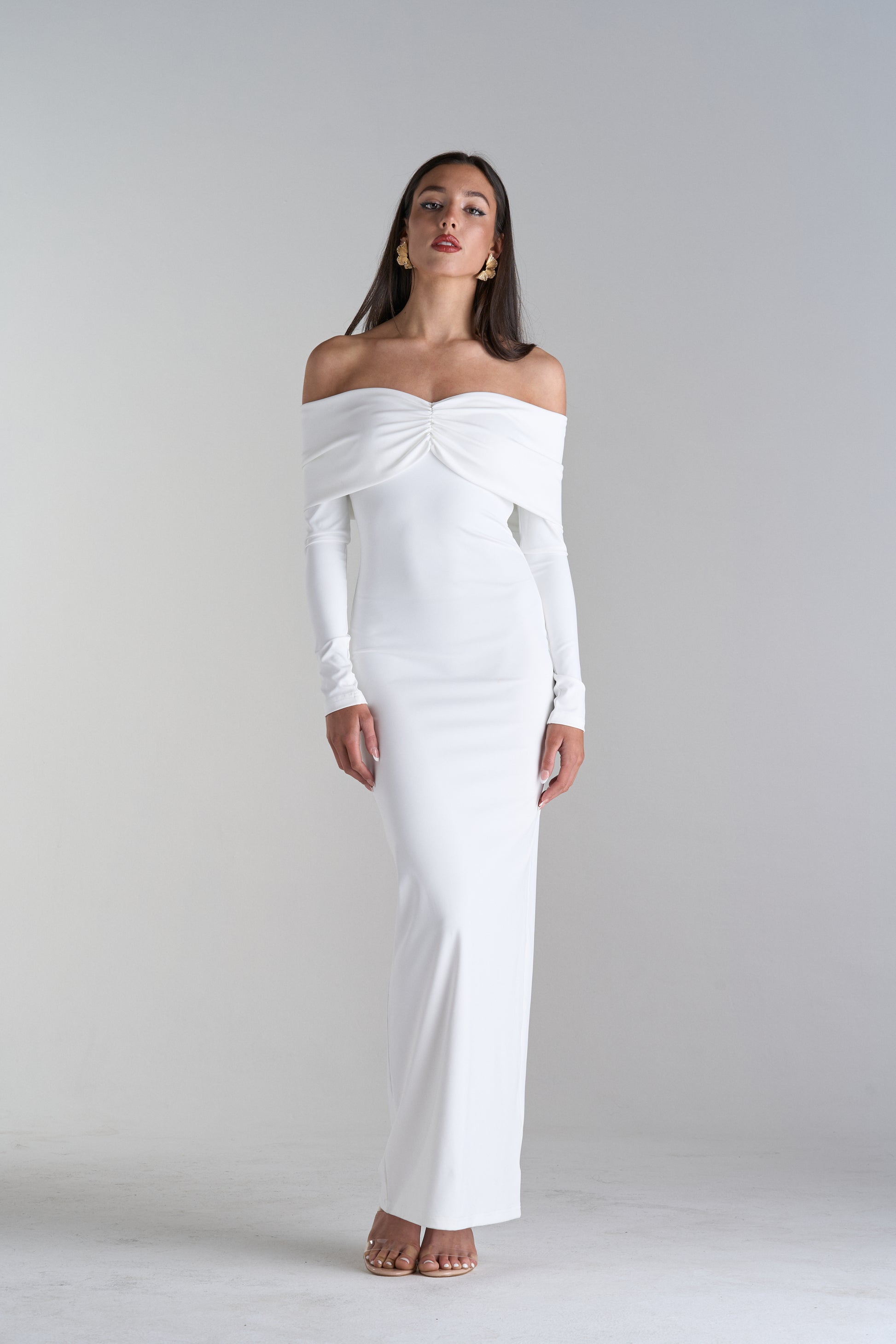 Model wearing long Dress