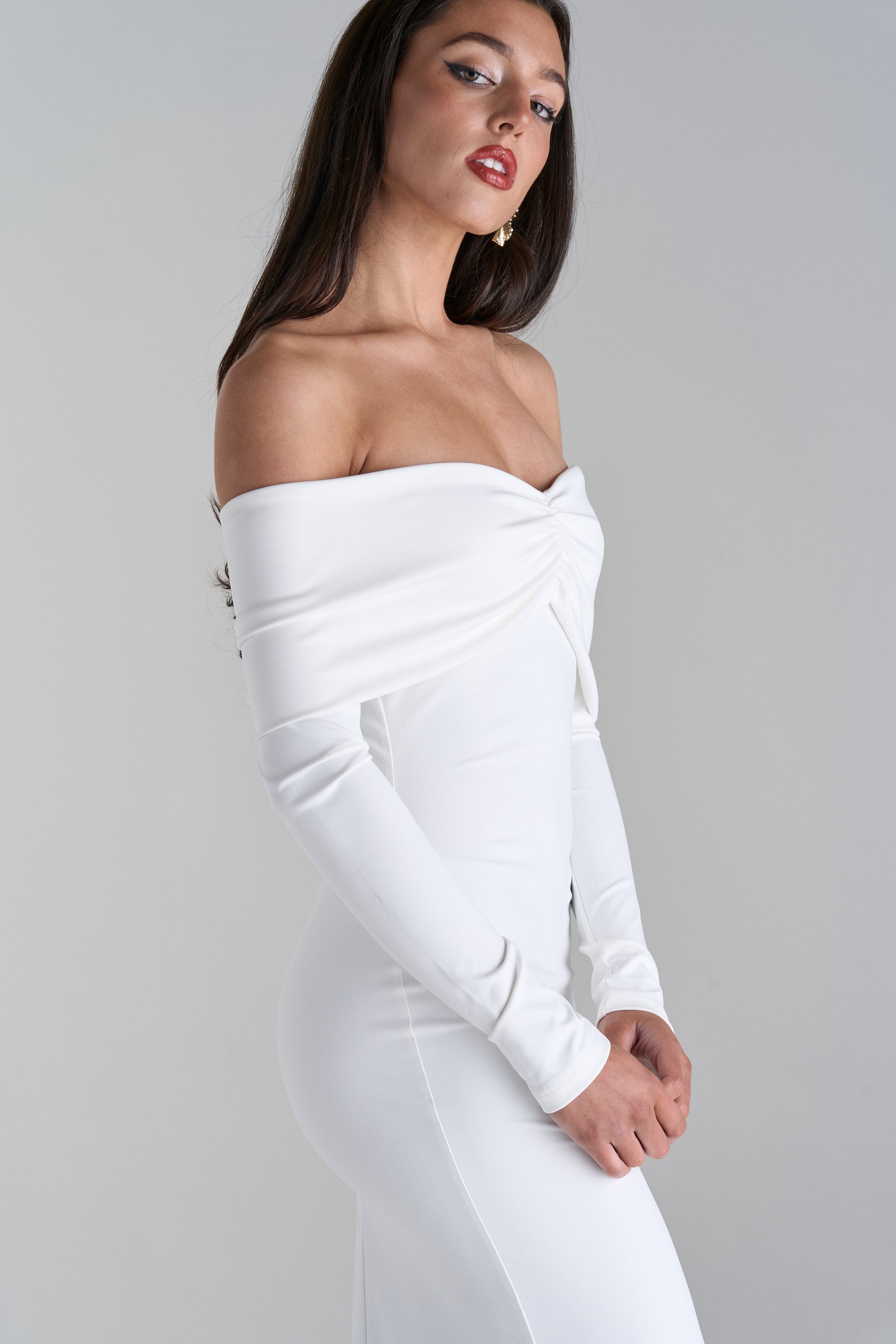 Model wearing long Dress