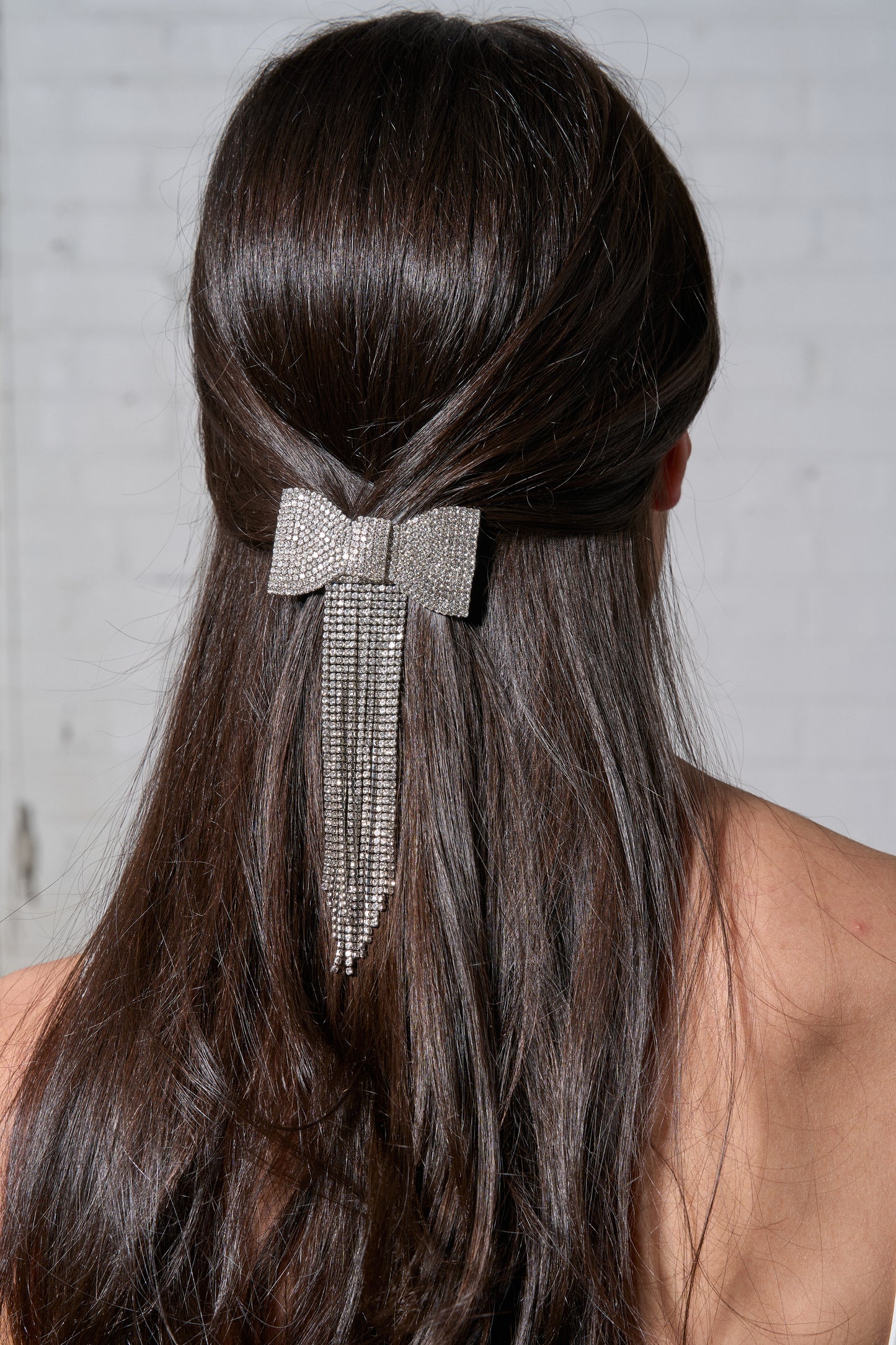 Model Wearing Diamond Barrette