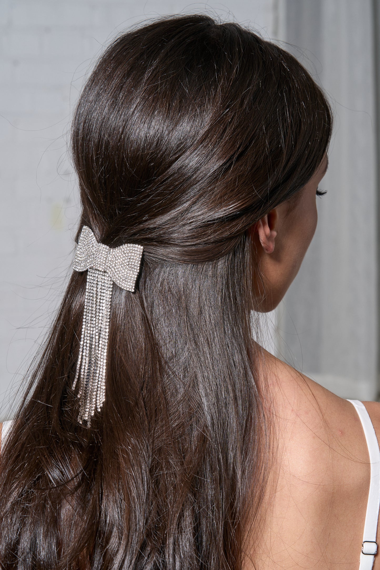 Model Wearing Diamond Barrette 2
