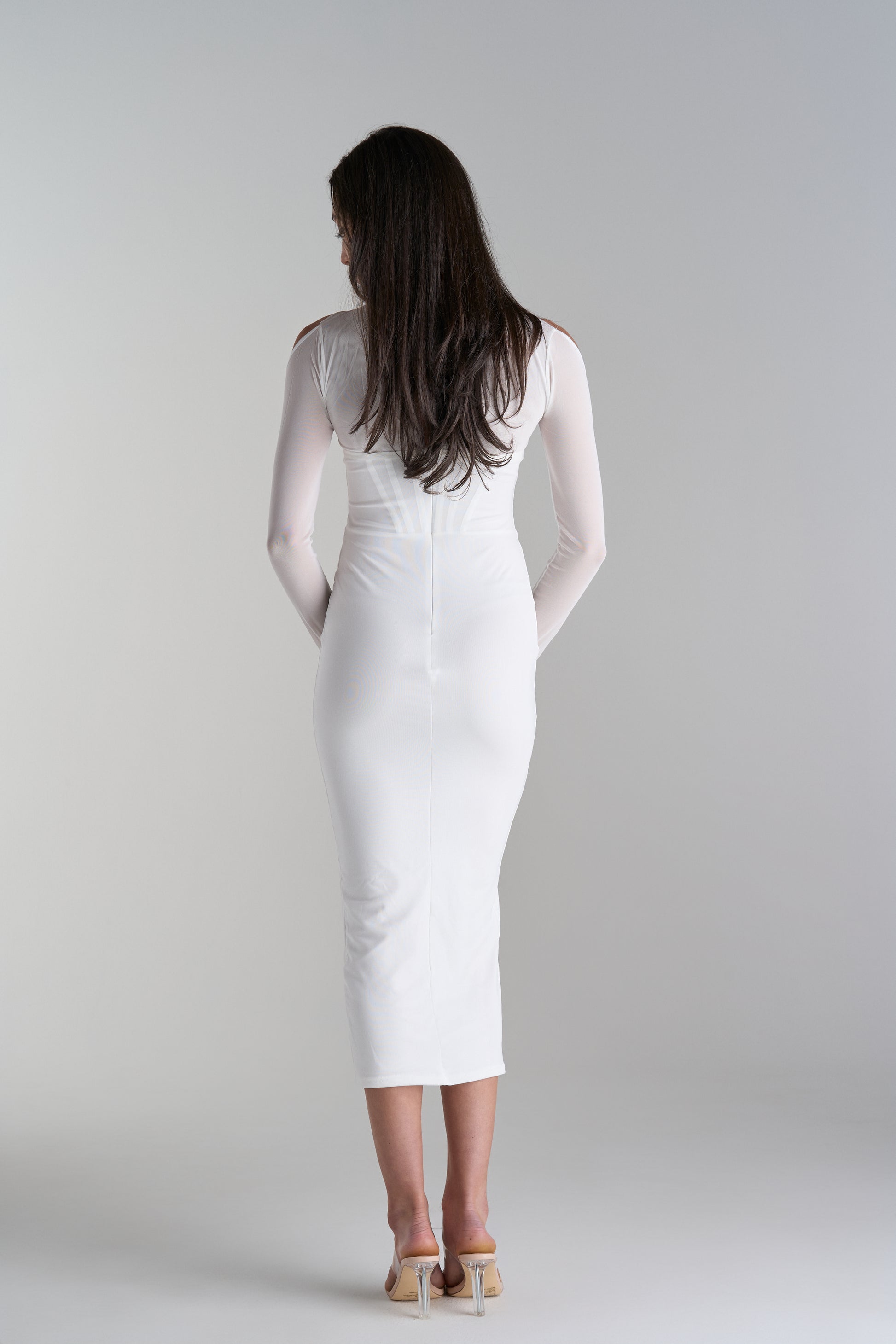 Model Wearing Callisandra Midi Dress