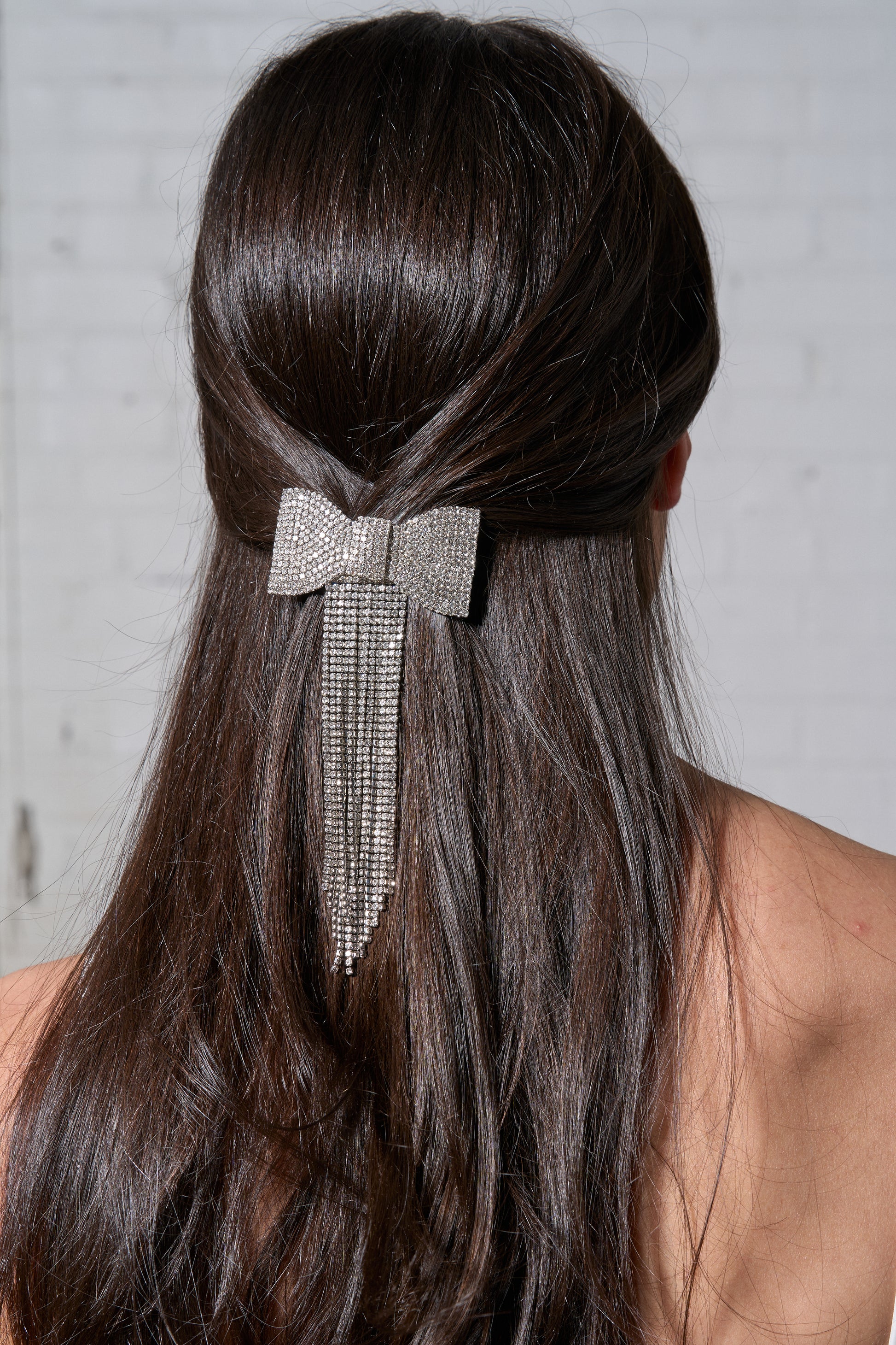 Model Wearing Diamond Barrette