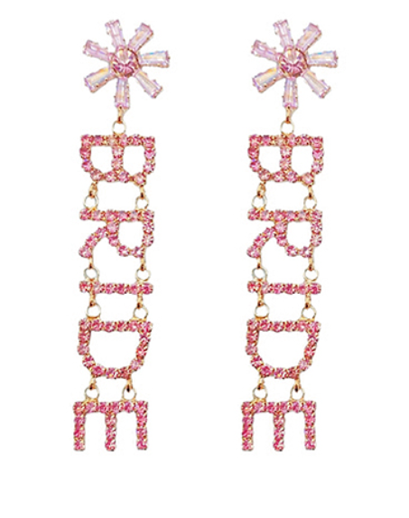  Earrings Drop Bride - Pink
